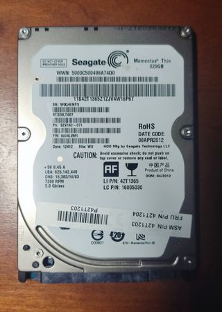Disco Duro Seagate Momentus Thin 320GB