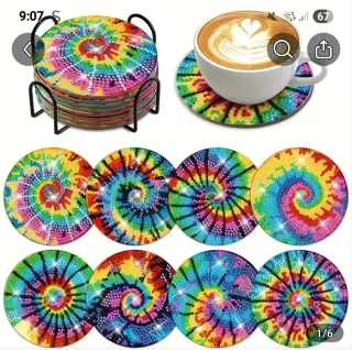 Set 8 Posavasos Pintura Diamante Tie Dye