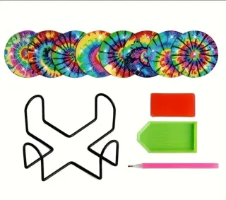 Set 8 Posavasos Pintura Diamante Tie Dye