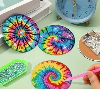 Set 8 Posavasos Pintura Diamante Tie Dye