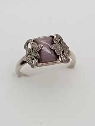 Anillo Vintage Plata 925 Ojo de Gato Morado