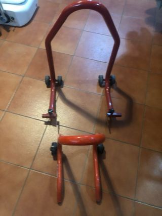 Caballetes Moto Delantero y Trasero Rojo