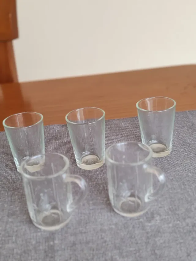 9 Vasos de cristal decorados con barcos + Regalo