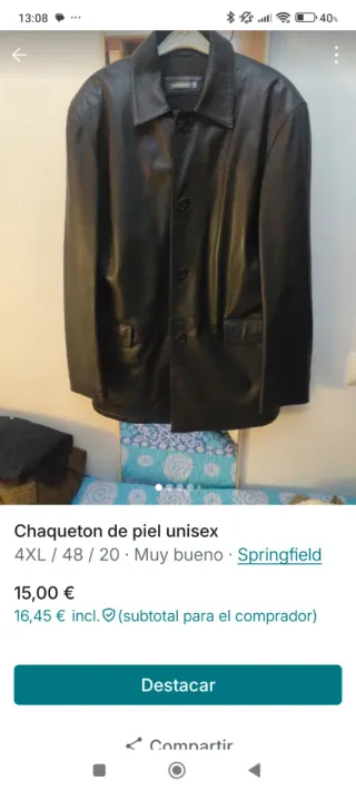 Chaqueta de piel Springfield Talla 4XL