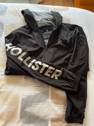 Chaqueta Cortavientos Hollister Hombre Negra