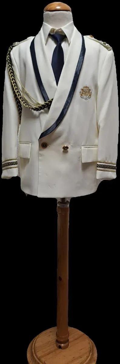 Traje de comunión niño blanco y dorado
