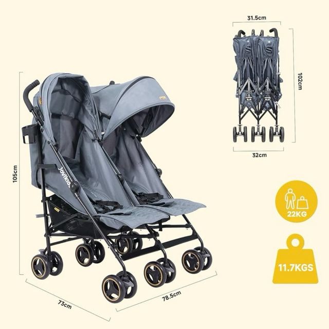 Carrito Gemelar Jovikids Gris