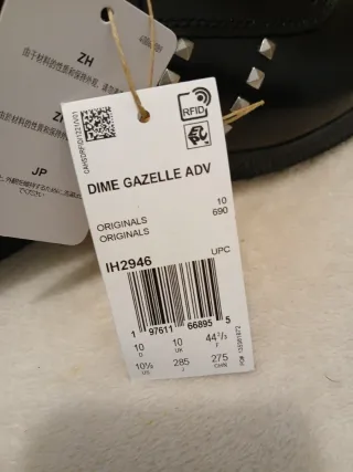 Adidas Dime Gazelle Piel Tachuelas Negras