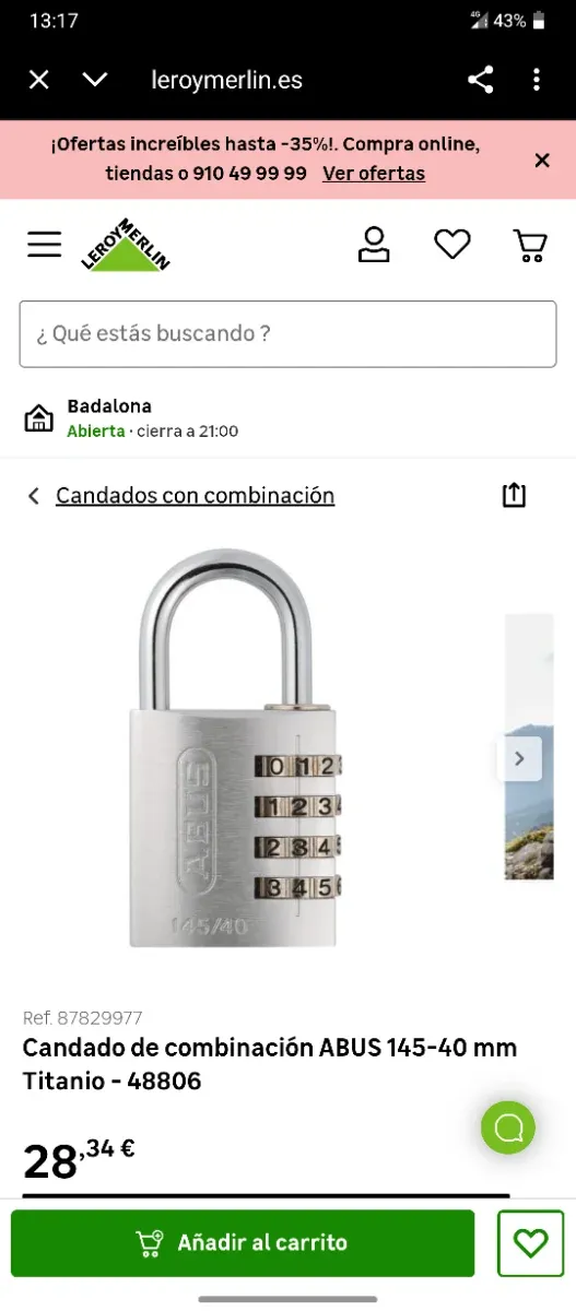 Candado Combinación ABUS 145/40