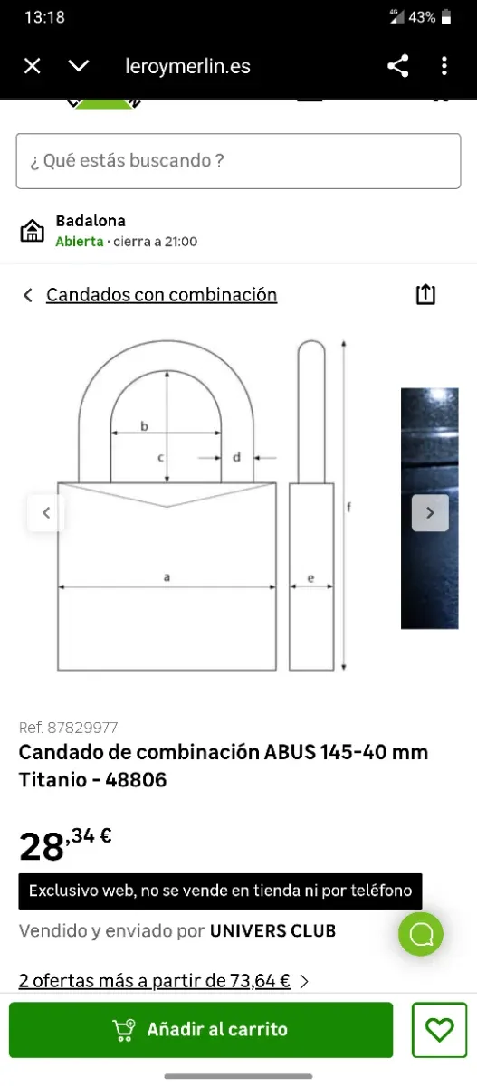 Candado Combinación ABUS 145/40