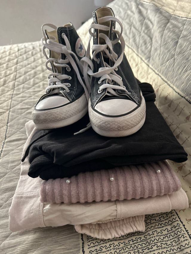4 prendas niñas 13-14 y botitas converse t37