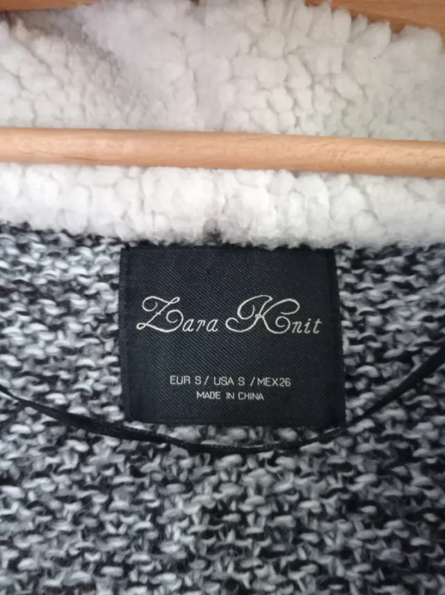 Cárdigan Zara Knit azul, gris y blanco Talla S