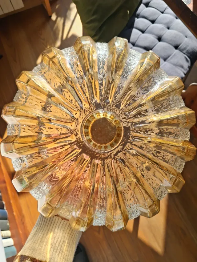 Plafoniera vintage anni '70 vetro oro