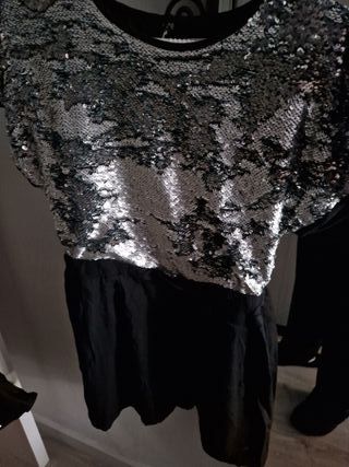 Vestido niña lentejuelas y negro para 10 años