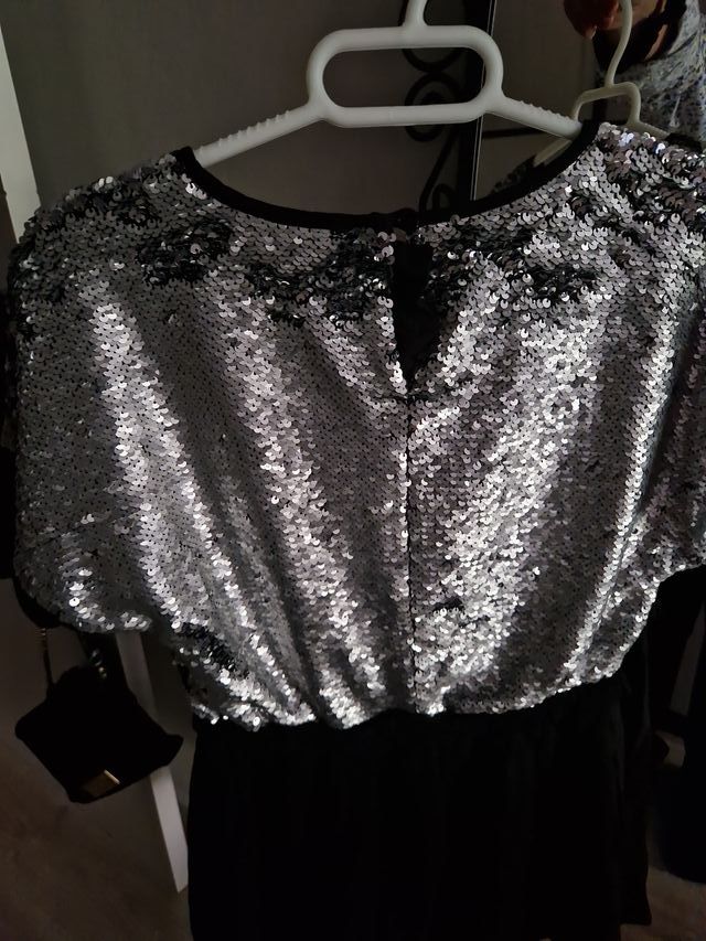 Vestido niña lentejuelas y negro para 10 años