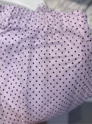 Falda larga tul lila lunares negros talla M