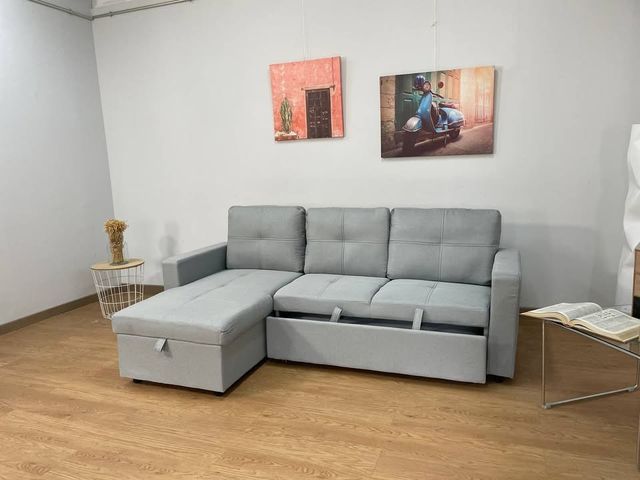 Sofá Cama Gris con Arcón ¡Nuevo!