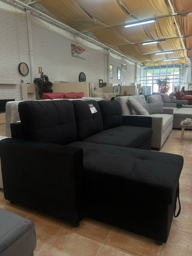 Divano chaise longue nero con cassetto NUOVO