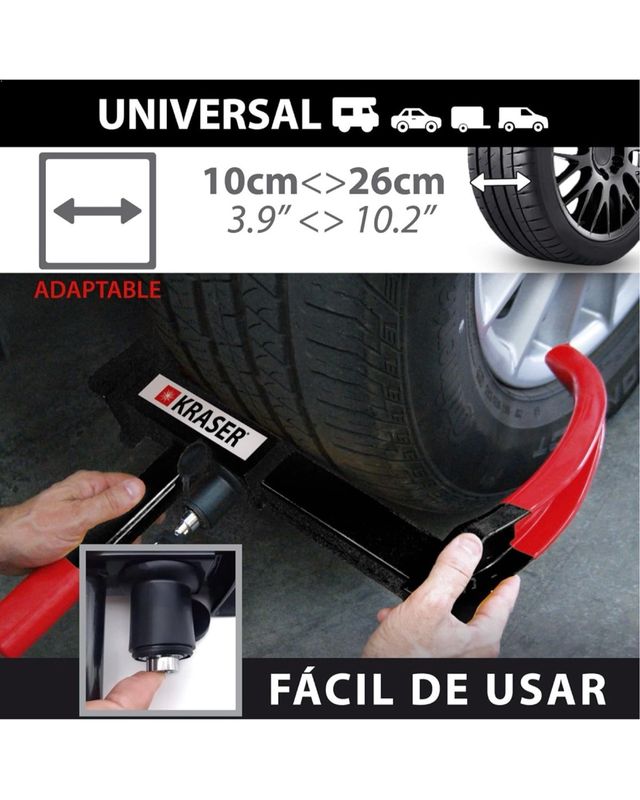 KRASER KR820 Antirrobo Coche Cepo Rueda Acero