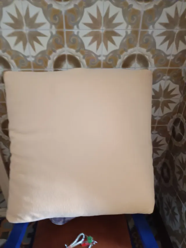 Cojines de sofá beige  dorado.