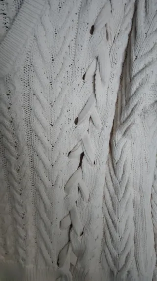 Jersey Zara punto trenzado blanco