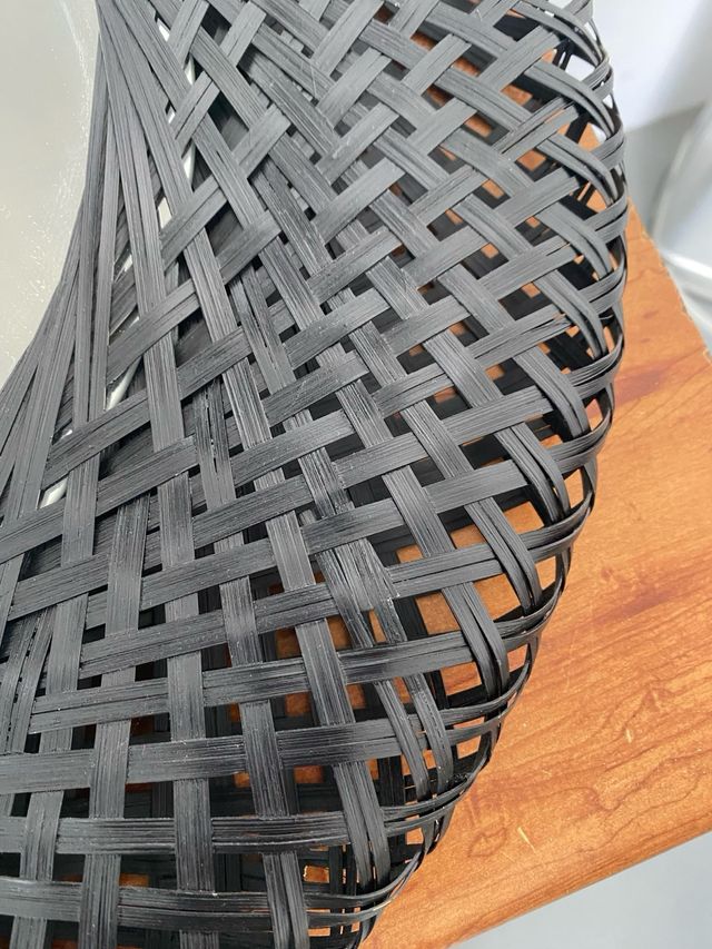 Espejo Ratán Negro 52cm Diámetro