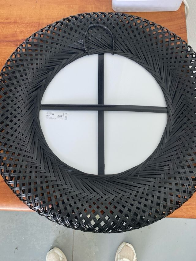 Espejo Ratán Negro 52cm Diámetro