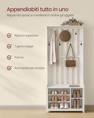 Appendiabiti Ingresso con Panca Scarpiera, Mobile