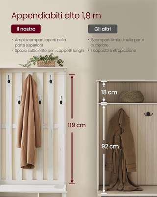 Appendiabiti Ingresso con Panca Scarpiera, Mobile