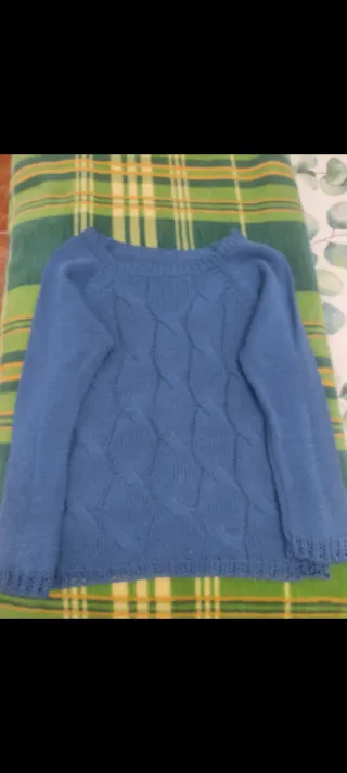 Jersey de perlé azul tejido