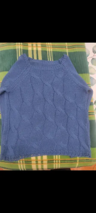 Jersey de perlé azul tejido