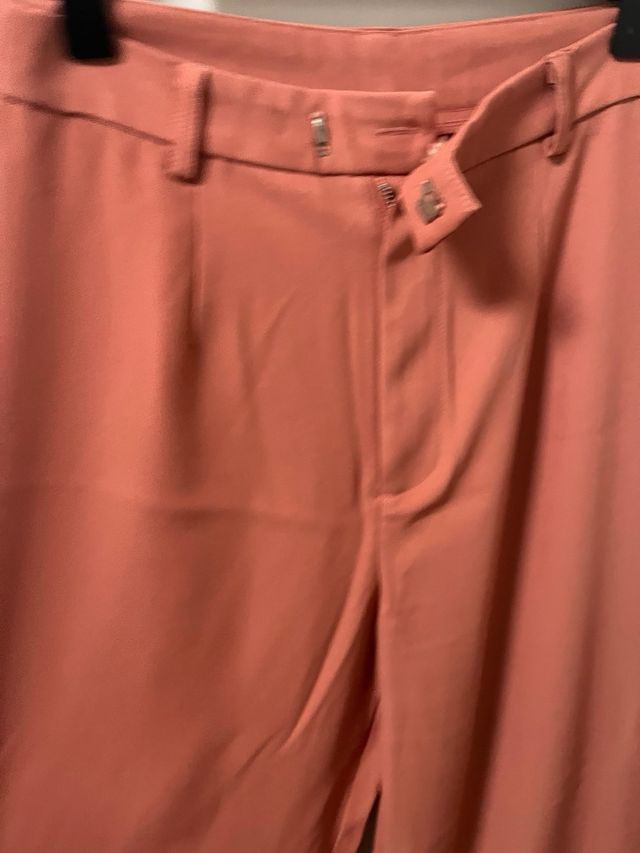 Pantalón elegante satén rosa/salmón