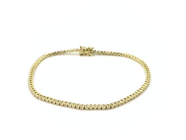 Pulseira de Ouro 14k com Pedras Brancas