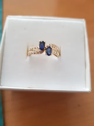 Anillo Oro 18k Zafiros y circonitas