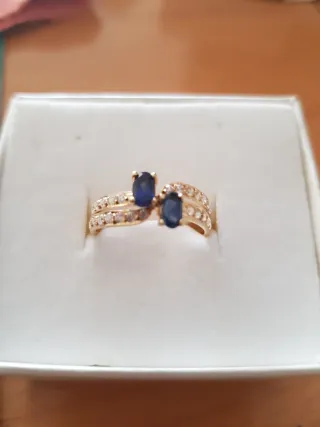 Anillo Oro 18k Zafiros y circonitas