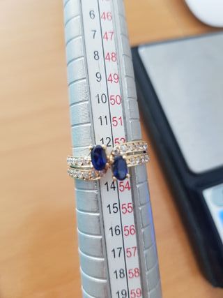 Anillo Oro 18k Zafiros y circonitas