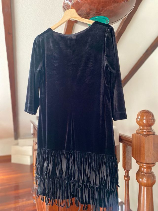 Vestido Junco y Atena de ante y con flecos T.44