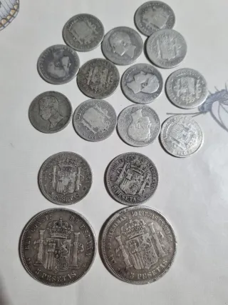 Lote de monedas antiguas de plata
