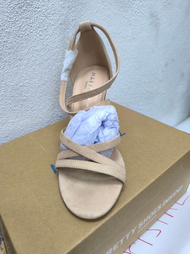 Sandalias Tacón Marypaz Nude - Tiras Cruzadas