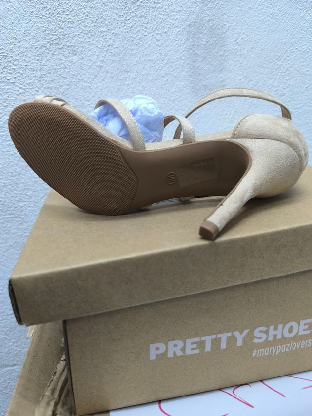 Sandalias Tacón Marypaz Nude - Tiras Cruzadas