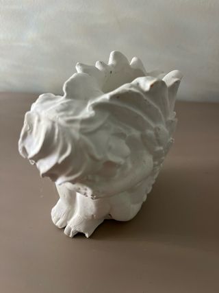 Portavelas Ángel de piedra blanco