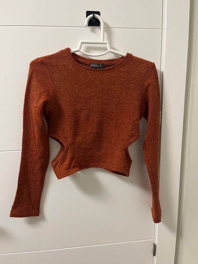 Top corto cobre manga larga