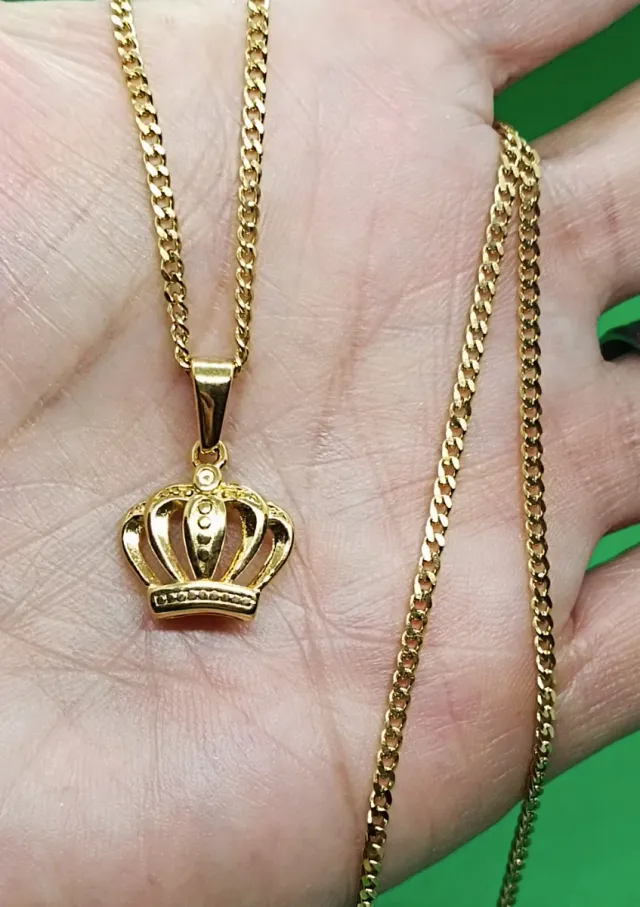 Colgante corona y cadena acero inoxidable