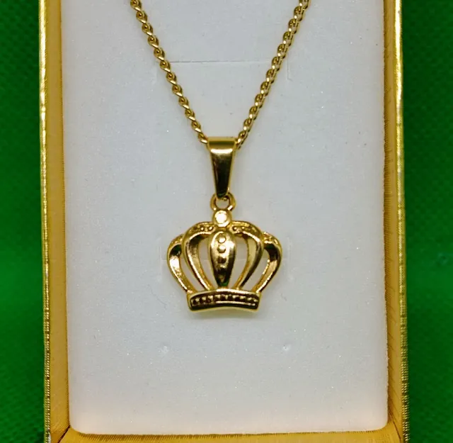 Colgante corona y cadena acero inoxidable