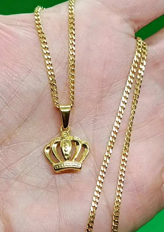 Colgante corona y cadena acero inoxidable