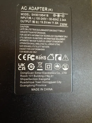 Cargador Acer modelo SK90195418 para portátil 230W