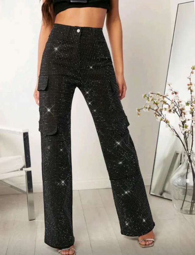 Pantalón largo pedrería negro