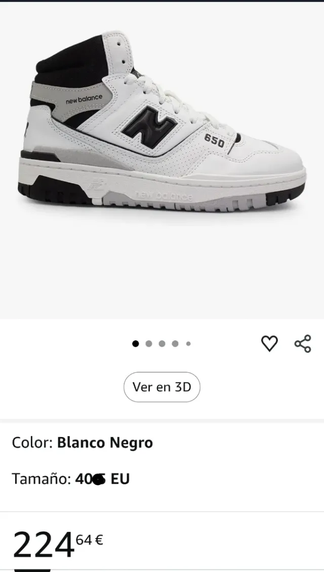 Sneakers New Balance 650 Bianco Nero Taglia 40.0