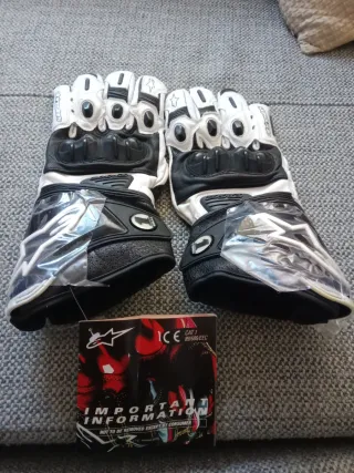 Guantes Alpinestars Moto Circuito Blancos Negros