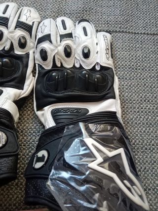 Guantes Alpinestars Moto Circuito Blancos Negros